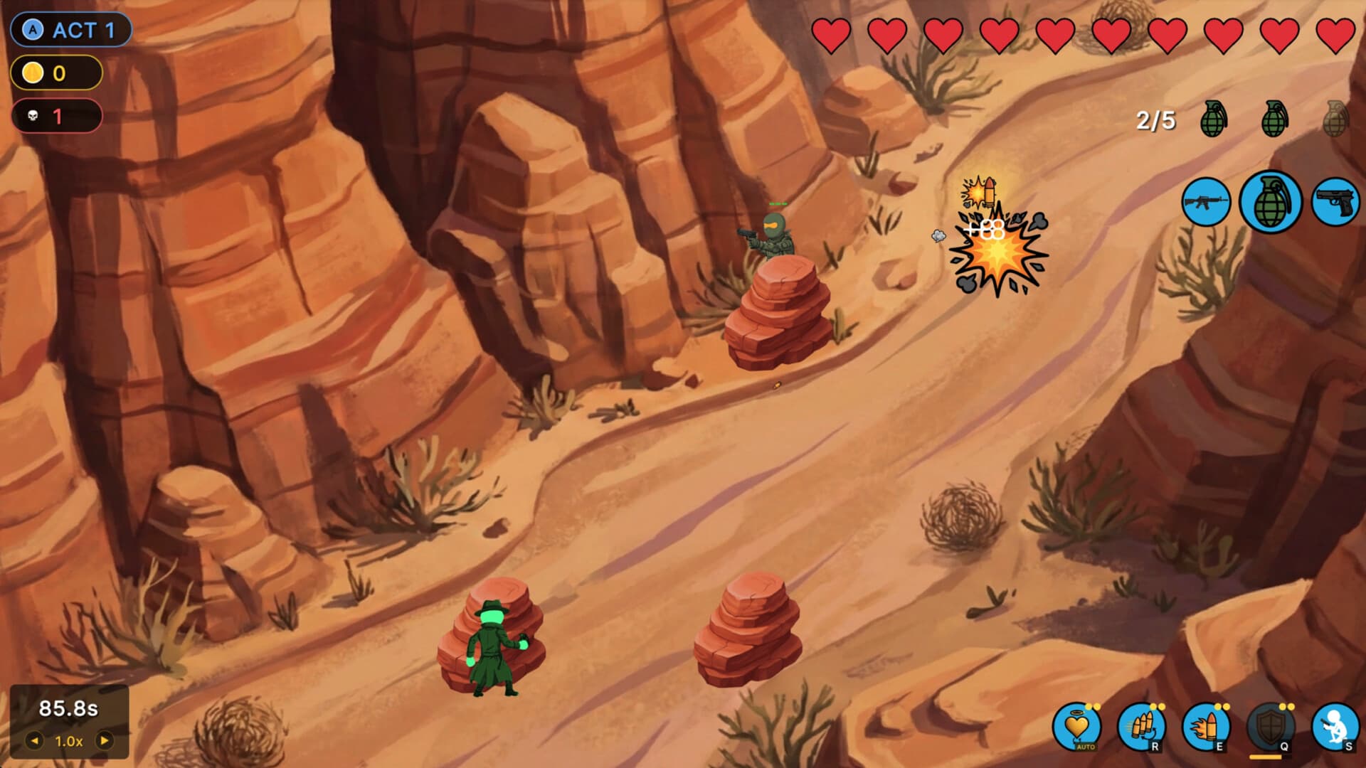 Stick Crisis gameplay in the desert environment.