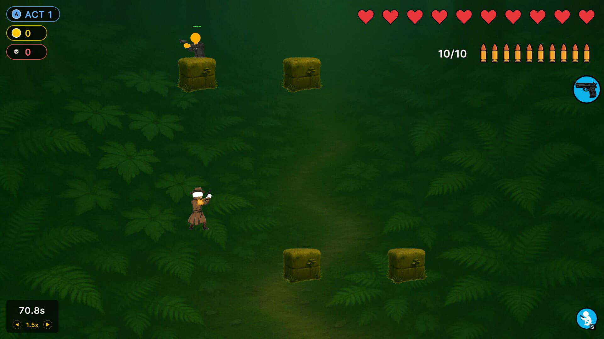Stick Crisis gameplay in the jungle environment.